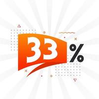 33 sconto marketing bandiera promozione. 33 per cento i saldi promozionale design. vettore