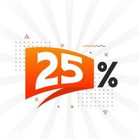 25 sconto marketing bandiera promozione. 25 per cento i saldi promozionale design. vettore