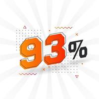 93 sconto marketing bandiera promozione. 93 per cento i saldi promozionale design. vettore