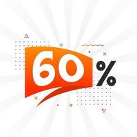 60 sconto marketing bandiera promozione. 60 per cento i saldi promozionale design. vettore