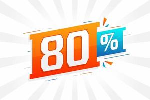 80 sconto marketing bandiera promozione. 80 per cento i saldi promozionale design. vettore