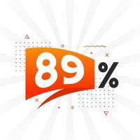 89 sconto marketing bandiera promozione. 89 per cento i saldi promozionale design. vettore