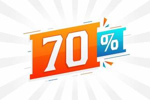 70 sconto marketing bandiera promozione. 70 per cento i saldi promozionale design. vettore