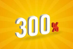 300 sconto 3d testo per vende e promozione. vettore