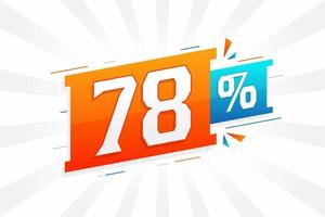 78 sconto marketing bandiera promozione. 78 per cento i saldi promozionale design. vettore