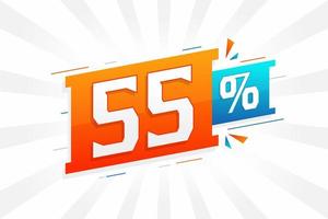 55 sconto marketing bandiera promozione. 55 per cento i saldi promozionale design. vettore