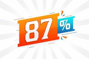 87 sconto marketing bandiera promozione. 87 per cento i saldi promozionale design. vettore