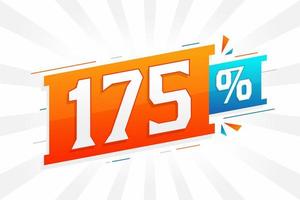 175 sconto marketing bandiera promozione. 175 per cento i saldi promozionale design. vettore