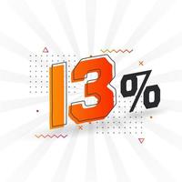 13 sconto marketing bandiera promozione. 13 per cento i saldi promozionale design. vettore