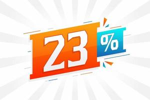 23 sconto marketing bandiera promozione. 23 per cento i saldi promozionale design. vettore