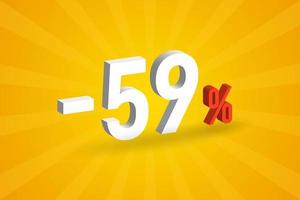 negativo 59 sconto 3d testo per vende e promozione. vettore