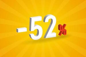 negativo 52 sconto 3d testo per vende e promozione. vettore