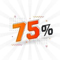 75 sconto marketing bandiera promozione. 75 per cento i saldi promozionale design. vettore