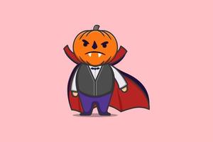 carino cartone animato pauroso vampiro zucca Halloween vettore