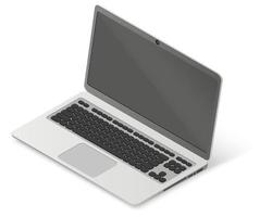 realistico isometrico Immagine di il laptop.laptop isolato su un' bianca sfondo.per mockup di stampato prodotti e ragnatela disegno.vettore illustrazione. vettore