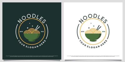 giapponese tagliatelle logo design modello con emblema stile concetto e creativo elemento vettore