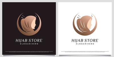 musulmano donne logo design modello indossare hijab con moderno concetto e creativo elemento vettore