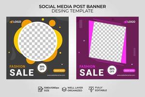 modello di banner post sui social media di vendita di moda vettore