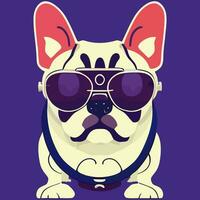 illustrazione vettore grafico di francese bulldog indossare occhiali da sole isolato bene per icona, mascotte, Stampa, design elemento o personalizzare il tuo design