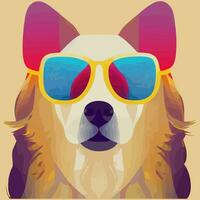 illustrazione vettore grafico di d'oro cane da riporto cane indossare occhiali da sole isolato bene per icona, mascotte, Stampa, design elemento o personalizzare il tuo design