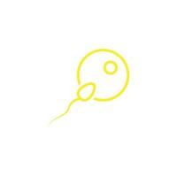 eps10 giallo vettore sperma e uovo linea arte icona isolato su bianca sfondo. fecondazione o obbiettivo schema simbolo nel un' semplice piatto di moda moderno stile per il tuo sito web disegno, logo, e mobile App