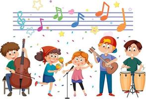 bambini giocando musicale strumento vettore