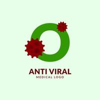 lettera o antivirale medico e assistenza sanitaria vettore logo design