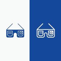 occhiali da sole bicchieri americano Stati Uniti d'America linea e glifo solido icona blu bandiera linea e glifo solido icona blu vettore