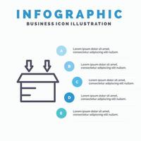 scatola logistica Aperto linea icona con 5 passaggi presentazione infografica sfondo vettore