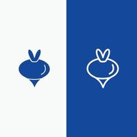 cibo rapa verdura primavera linea e glifo solido icona blu bandiera linea e glifo solido icona blu ba vettore