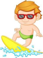un' giovane ragazzo apprendimento fare surf vettore