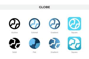 globo icona nel diverso stile. globo vettore icone progettato nel schema, solido, colorato, pendenza, e piatto stile. simbolo, logo illustrazione. vettore illustrazione