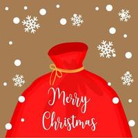 Natale etichetta, etichetta o saluto carta con un' Borsa di i regali, vettore illustrazione