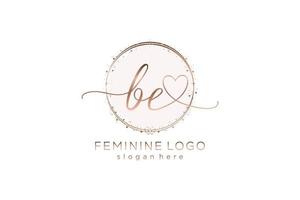 iniziale essere grafia logo con cerchio modello vettore logo di iniziale nozze, moda, floreale e botanico con creativo modello.