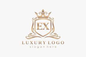 iniziale ex lettera reale lusso logo modello nel vettore arte per ristorante, regalità, boutique, bar, Hotel, araldico, gioielleria, moda e altro vettore illustrazione.