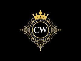 lettera cw antico reale lusso vittoriano logo con ornamentale telaio. vettore