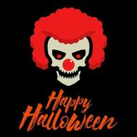 Halloween pauroso clown cranio con rosso capelli vettore