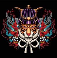 vettore illustrazione di tigre samurai