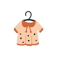 boho ragazza vestito neonato su un' appendiabiti. boho bambino asilo scandinavo neutro arredamento elemento. bambino doccia minimalista clipart per neonato vettore