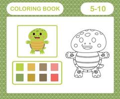 colorazione pagina di carino tartaruga vettore
