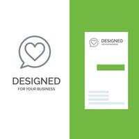 Chiacchierare amore cuore grigio logo design e attività commerciale carta modello vettore