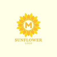 lettera m girasole caldo e affascinante vettore logo design