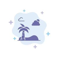 spiaggia palma albero primavera blu icona su astratto nube sfondo vettore