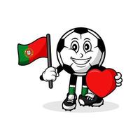 portafortuna cartone animato calcio amore Portogallo bandiera design vettore