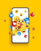 emoji salto di un' smartphone vettore illustrazione. tecnologia, comunicazione, sociale media design concetto