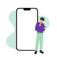 i phone 14 professionista schermo modello Il prossimo per un' gioioso uomo. vettore moderno