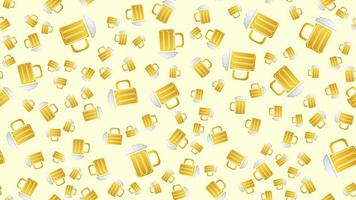 infinito senza soluzione di continuità modello di giallo bellissimo bicchiere calici con alcool gustoso gustoso leggero birra, schiumoso luppolo birra chiara su un' giallo sfondo. vettore illustrazione