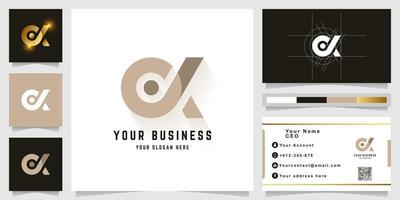 lettera ok o dk monogramma logo con attività commerciale carta design