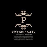 lettera p semplice cresta lusso Vintage ▾ vettore logo design per bellezza cura, stile di vita media e moda marca