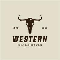 testa di Toro cranio logo Vintage ▾ vettore illustrazione modello icona grafico design. occidentale Texas Longhorn cartello o simbolo per macellaio o ranch e bestiame concetto